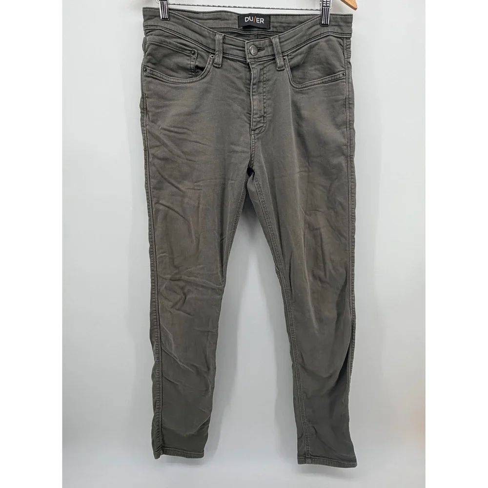 DU/ER Performance Denim Slim Fit 32x32 Grey Cotton Blend Stretch Pants Mens